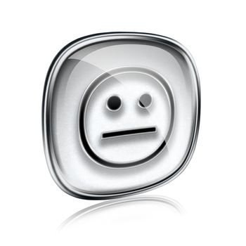 Smiley icon grey glass, isolated on white background.