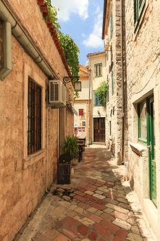 Flagstone alley in Unesco protected Kotor Montenegro
