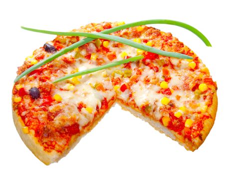 Pizza on white background