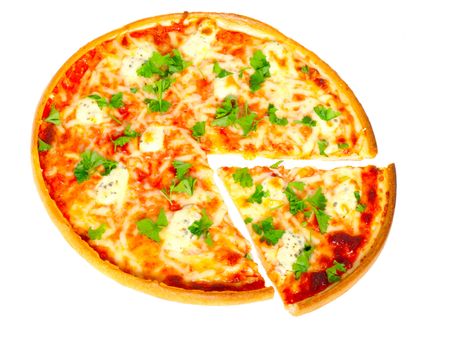 Pizza on white background