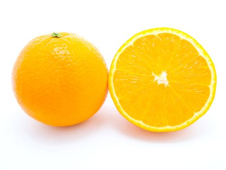 Ripe orange fruits isolated on white background