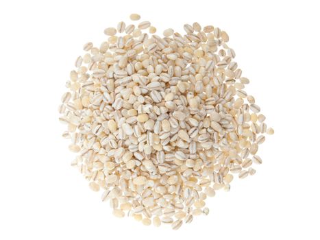 barley groats on white background