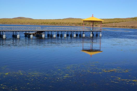 Lake landscape in Bashang grassland, Hebei province, China