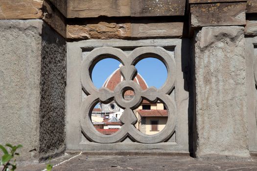Florence - tracery on the balcony of the Gallery Uffizii