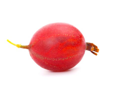 Red gooseberries on a white background.