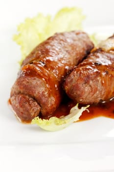 grilled sausages with sauce