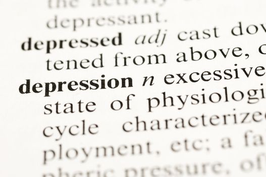 Selective focus on the Dictionary word "depression"