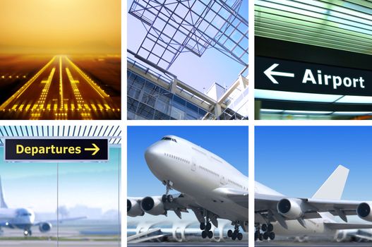 collage of air transportation with details and accessories