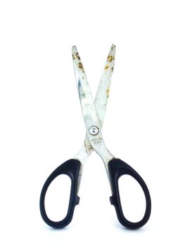 This is a Old Scissors on white background, It's have a Rust.