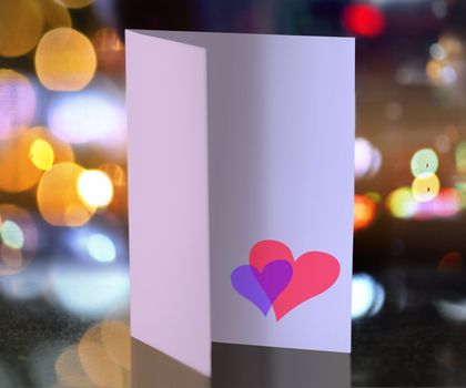 postcard for Valentine's day with hearts on luminous background