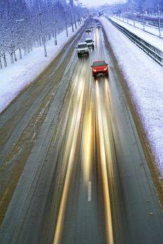 bad weather in Kiev city of Ukraine at twilight