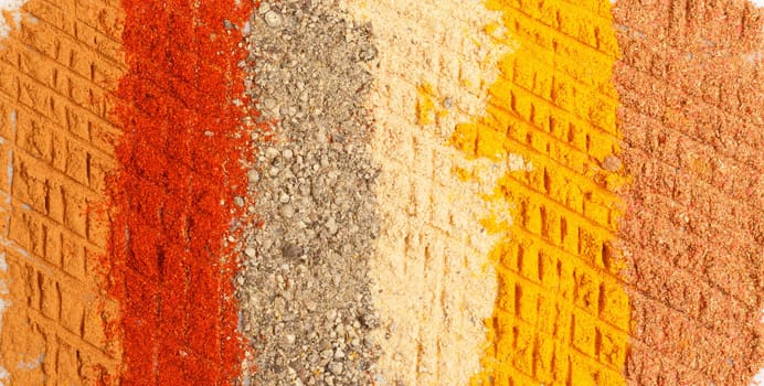 photo of spices background, closeup