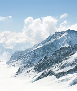 Great Aletsch Glacier Jungfrau region,Part of Swiss Alps Alpine Snow Mountain Landscape at Switzerland.