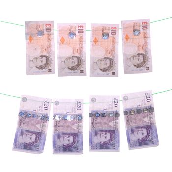 money laundering concept with pound notes (isolated on white background)