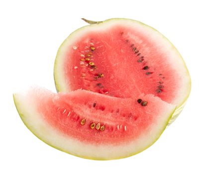 half watermelon fruit (isolated on white background)