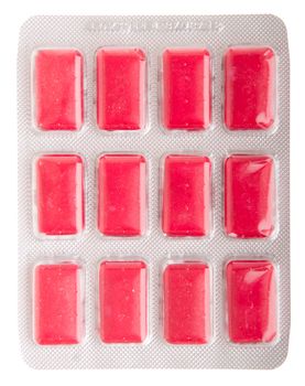 strawberry chewing gum pack isolated white background