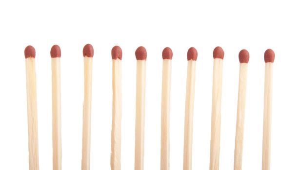 group of whole brown matches (isolated on a white background)