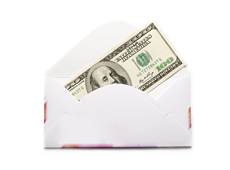 Envelope with dollars isolated on white