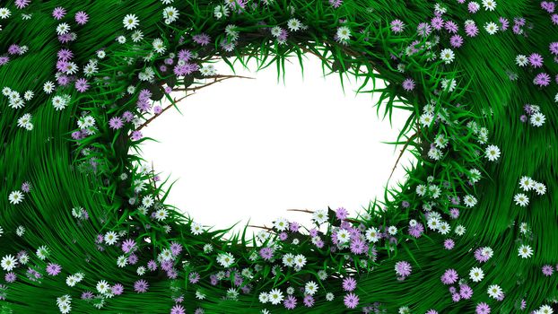 floral holiday background border with flowers and plants
