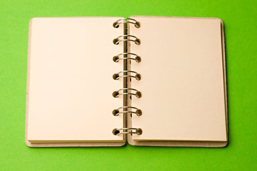 Notepad isolated on green background
