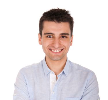 smiling young casual man portrait, isolated on white background 