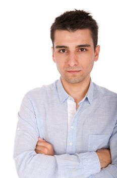 confident young casual man portrait, isolated on white background