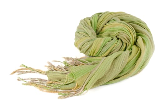 Green scarf isolated on white background.