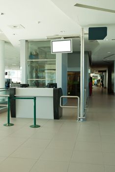 boarding gate, departures at a international airport terminal