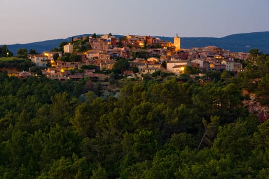 Roussillon at night, Provence, France
