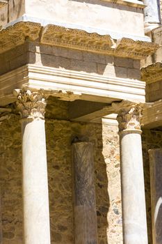 detail of Roman Theatre, Merida, Badajoz Province, Extremadura, Spain