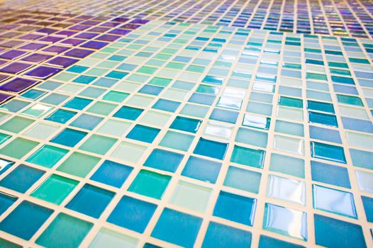 Nice pattern of modern mosaic tiles in shades of blue