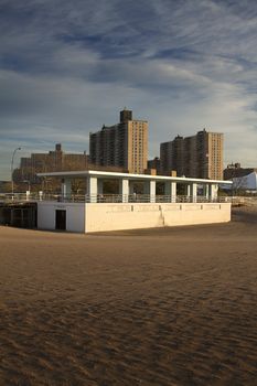 Building at the coney island beach