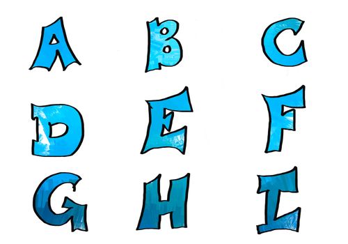 Letters isolated on white in digital colors