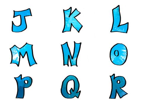 Letters isolated on white in digital colors