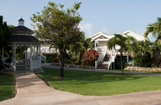 gorgeous gazebo and villa on luxury resort surrounded by tropical nature, Antigua