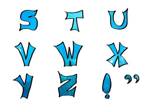 Letters isolated on white in digital colors