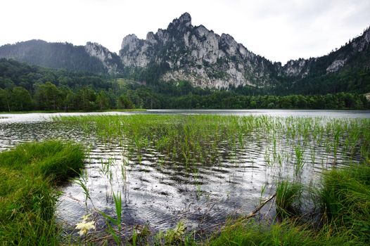 Rain on the Mountain Lake, called Laudachsee in Salzkammergut, Austria