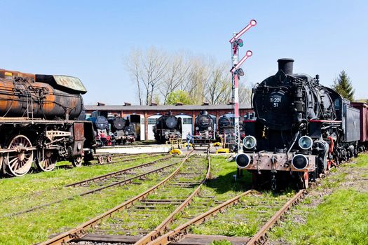 steam locomotives in railway museum, Jaworzyna Slaska, Silesia, Poland