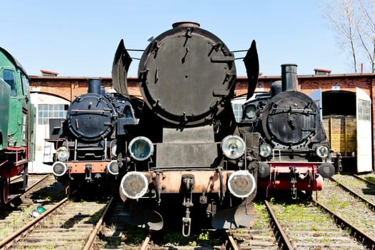 steam locomotives in railway museum, Jaworzyna Slaska, Silesia, Poland
