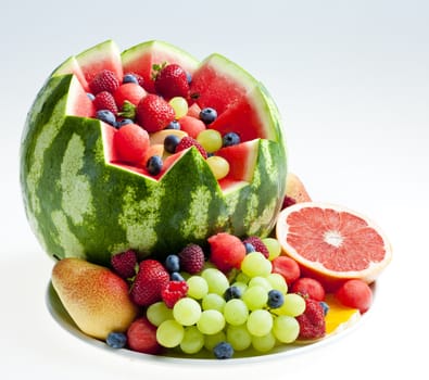 fruit salad in water melon