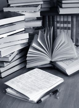 The opened book and the abstract of the student