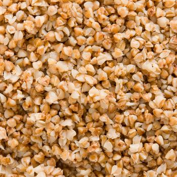 Boiled buckwheat cereal close up.