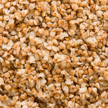 Boiled buckwheat cereal close up.