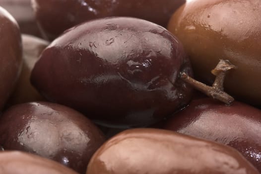 Some black olives close up