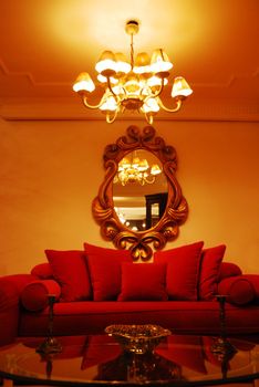 Red Couch in an old House