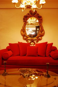 Red Couch in an old House