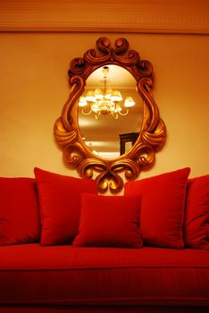 Red Couch in an old House