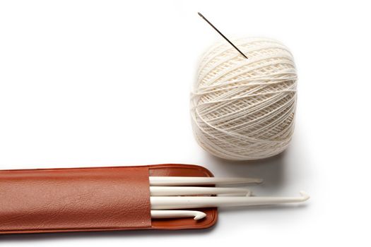 Set for knitting isolated on white