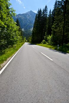 Panoramastrasse- asphalt road in the Bavarian Alps