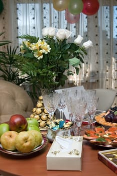 Table served to reception of visitors